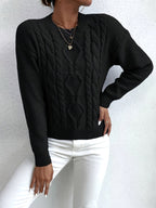 Cable Knit Sweater Women's Pink Long Sleeve Chunky Pullover – Casual, Winter Layering