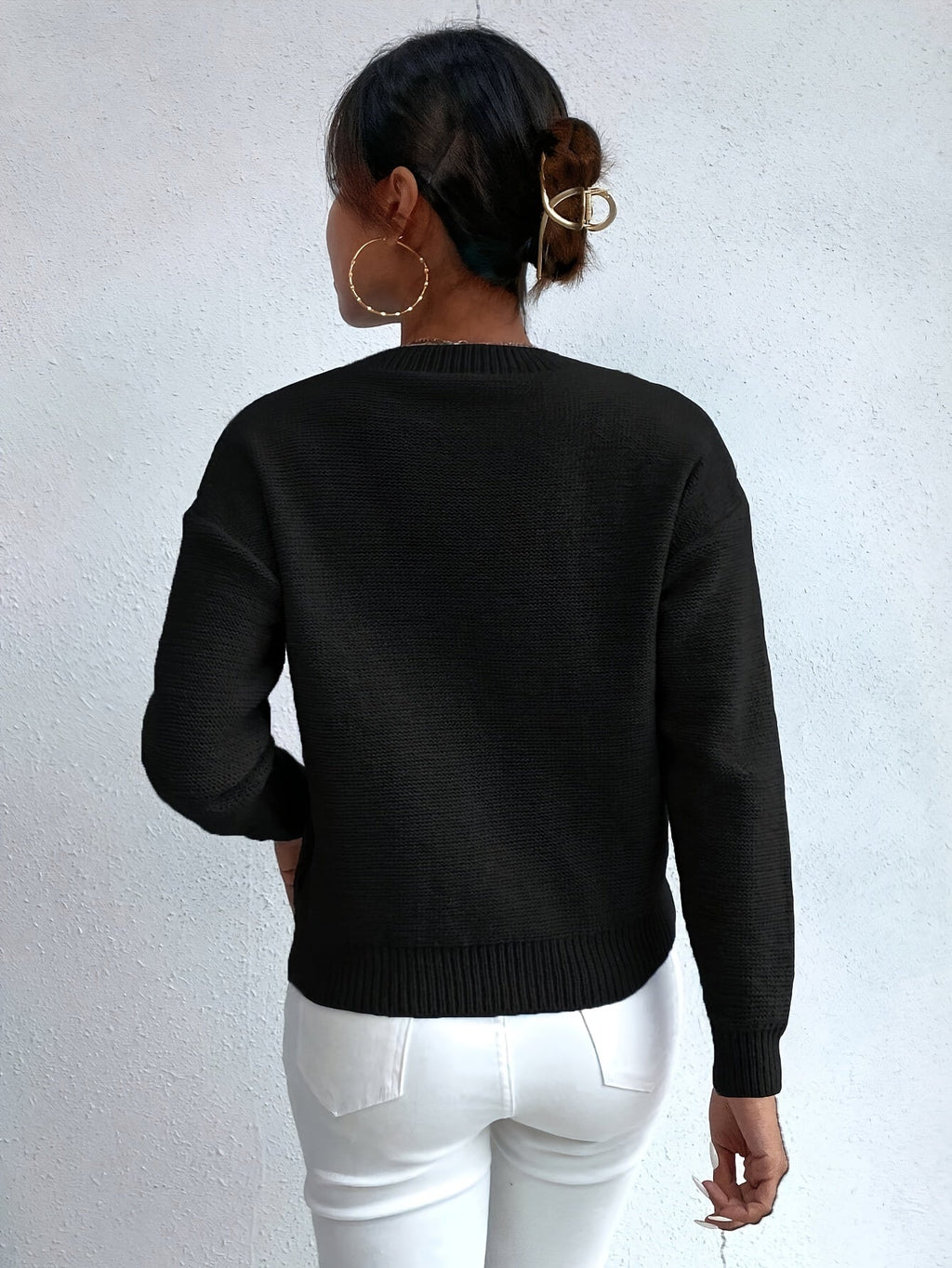 Cable Knit Sweater Women's Pink Long Sleeve Chunky Pullover – Casual, Winter Layering