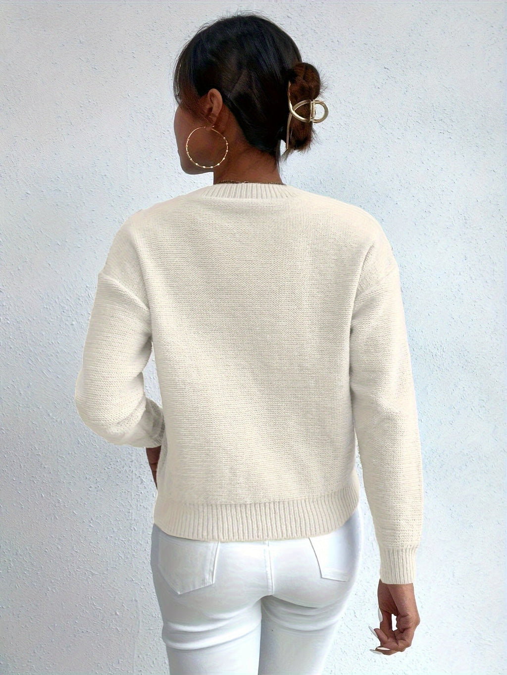 Cable Knit Sweater Women's Pink Long Sleeve Chunky Pullover – Casual, Winter Layering