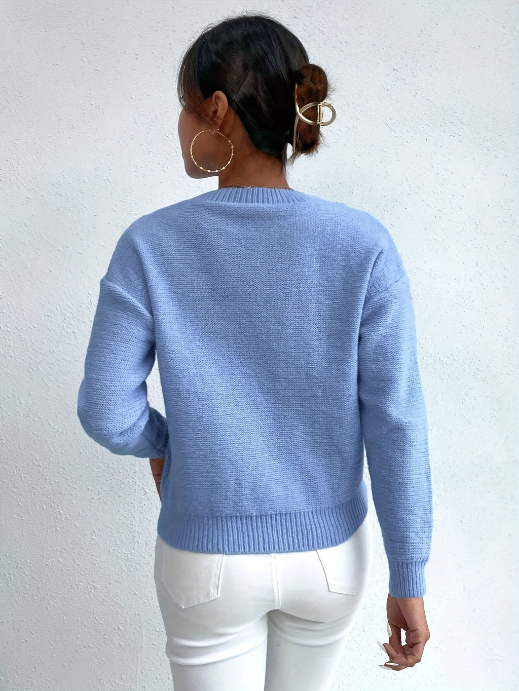 Cable Knit Sweater Women's Pink Long Sleeve Chunky Pullover – Casual, Winter Layering