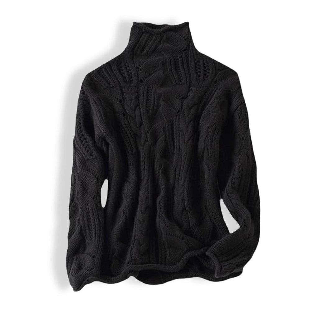 Cable-Knit Turtleneck Sweater Women's Light Blue Relaxed Fit Pullover – Casual, Office, Winter, Gift