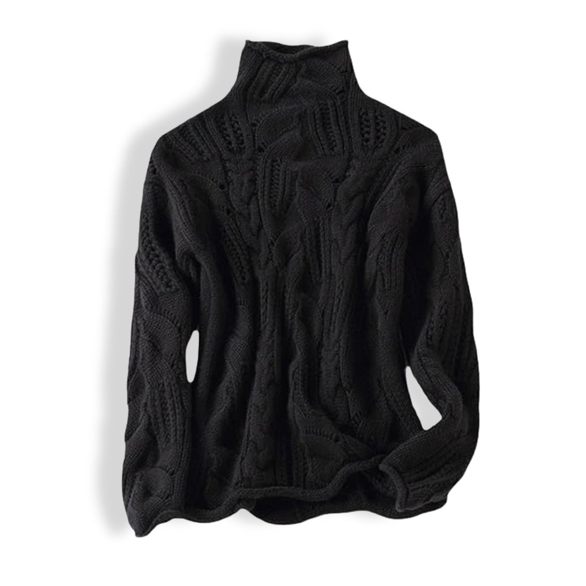 Cable-Knit Turtleneck Sweater Women's Light Blue Relaxed Fit Pullover – Casual, Office, Winter, Gift