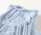 Cable-Knit Turtleneck Sweater Women's Light Blue Relaxed Fit Pullover – Casual, Office, Winter, Gift