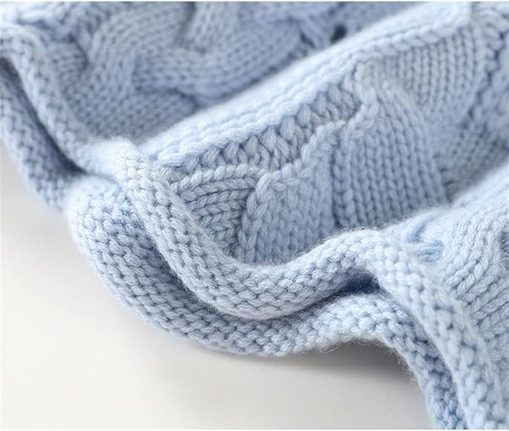 Cable-Knit Turtleneck Sweater Women's Light Blue Relaxed Fit Pullover – Casual, Office, Winter, Gift