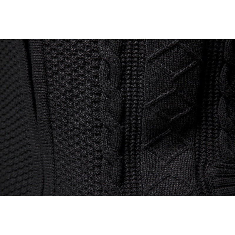 Cable Knit Zip-Up Cardigan Men's Stand Collar Sweater Jacket – Casual, Office, Gift
