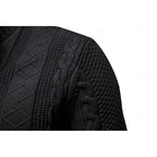 Cable Knit Zip-Up Cardigan Men's Stand Collar Sweater Jacket – Casual, Office, Gift