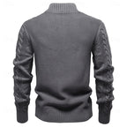 Cable Knit Zip-Up Cardigan Men's Stand Collar Sweater Jacket – Casual, Office, Gift