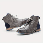 Cap-Toe Ankle Boots Men's Brown Leather Lace-Up Side Zip – Casual, Office, Everyday, Gift