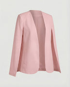 Cape Blazer Women's White Collarless Open-Front Jacket – Office, Evening, Wedding, Gift