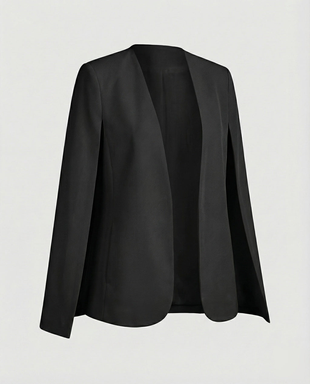 Cape Blazer Women's White Collarless Open-Front Jacket – Office, Evening, Wedding, Gift