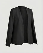 Cape Blazer Women's White Collarless Open-Front Jacket – Office, Evening, Wedding, Gift