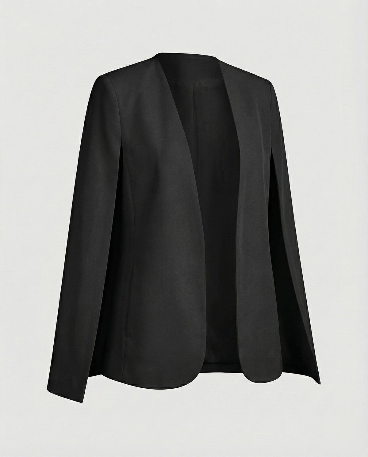 Cape Blazer Women's White Collarless Open-Front Jacket – Office, Evening, Wedding, Gift