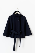 Cape Coat Belted Cream High Neck Women's – Casual, Office, Holiday, Gift · Faylori