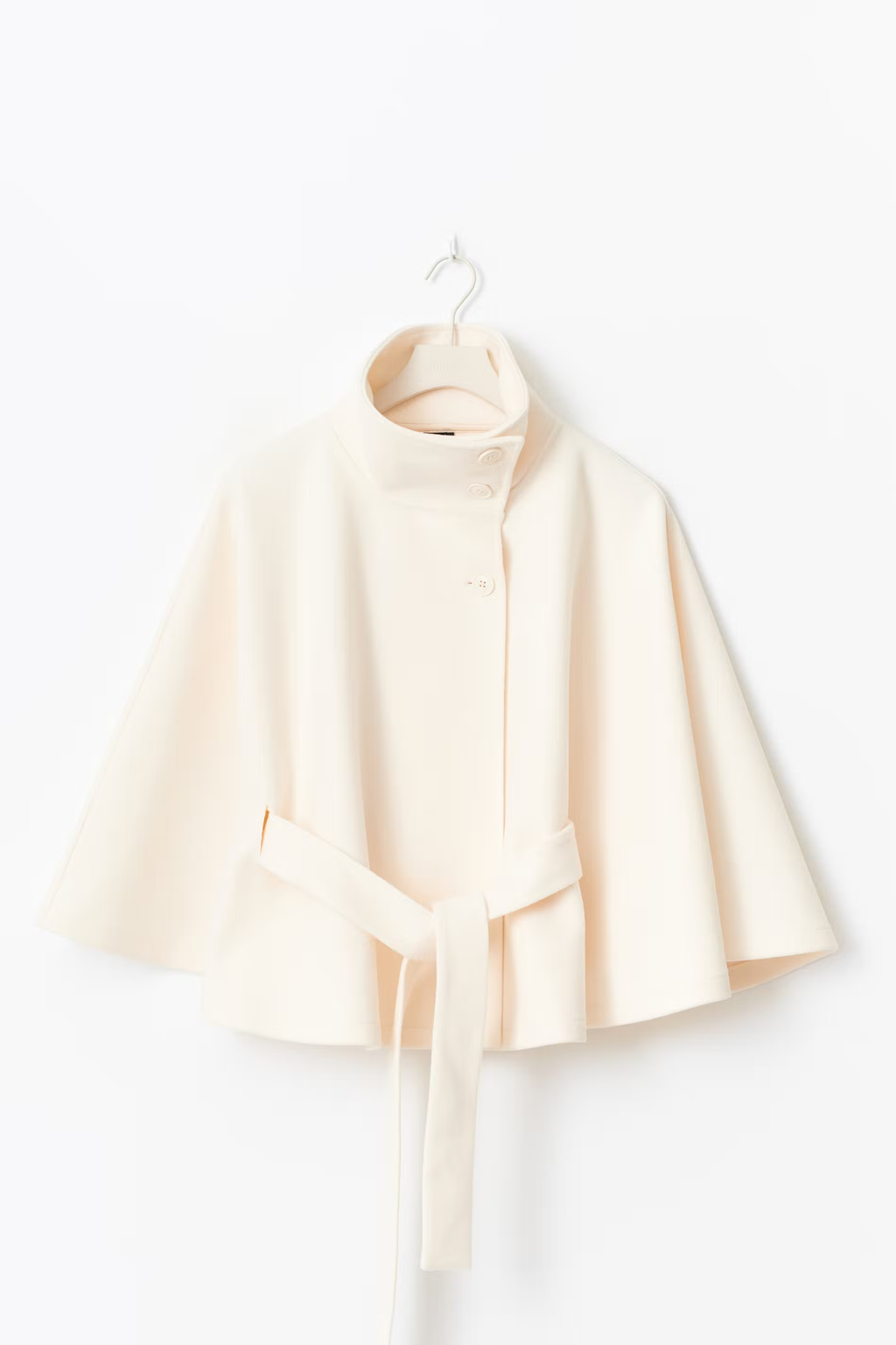 Cape Coat Belted Cream High Neck Women's – Casual, Office, Holiday, Gift · Faylori