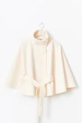 Cape Coat Belted Cream High Neck Women's – Casual, Office, Holiday, Gift · Faylori