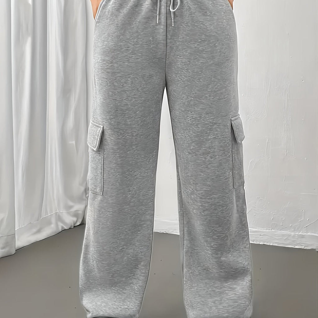 Cargo Joggers Grey Drawstring Wide Leg Women's – Casual, Office, Holiday, Gift · Faylori
