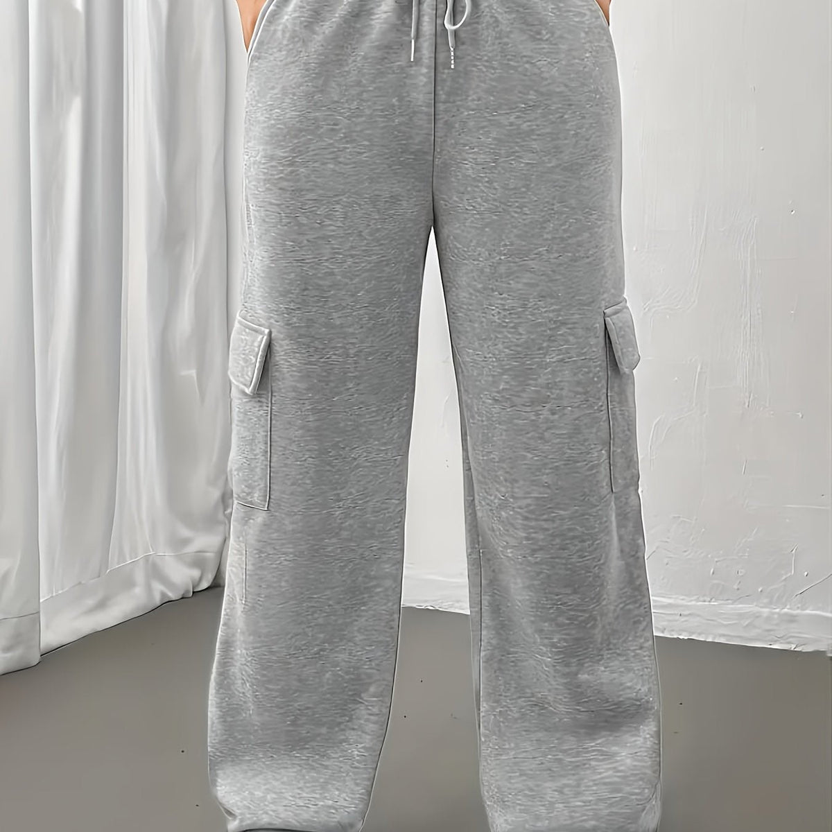 Cargo Joggers Grey Drawstring Wide Leg Women's – Casual, Office, Holiday, Gift · Faylori