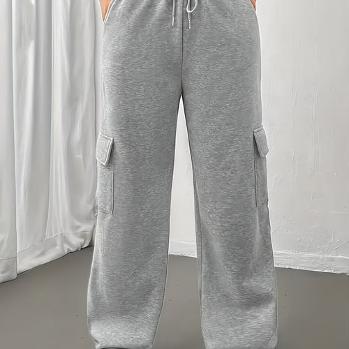 Cargo Joggers Grey Drawstring Wide Leg Women's – Casual, Office, Holiday, Gift · Faylori