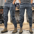 Cargo Pants Men's Multi-Pocket Khaki Drawstring Jogger Trousers – Casual, Outdoor Everyday Wear