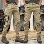 Cargo Pants Men's Multi-Pocket Khaki Drawstring Jogger Trousers – Casual, Outdoor Everyday Wear