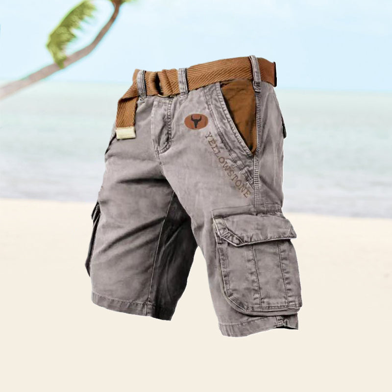 Cargo Shorts Men's Gray Cotton Multi-Pocket – Casual, Outdoor, Everyday Wear · Faylori