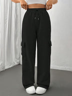 Cargo Sweatpants Women's Grey Relaxed Fit with Drawstring Pockets – Casual, Loungewear
