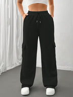 Cargo Sweatpants Women's Grey Relaxed Fit with Drawstring Pockets – Casual, Loungewear