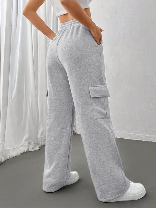 Cargo Sweatpants Women's Grey Relaxed Fit with Drawstring Pockets – Casual, Loungewear