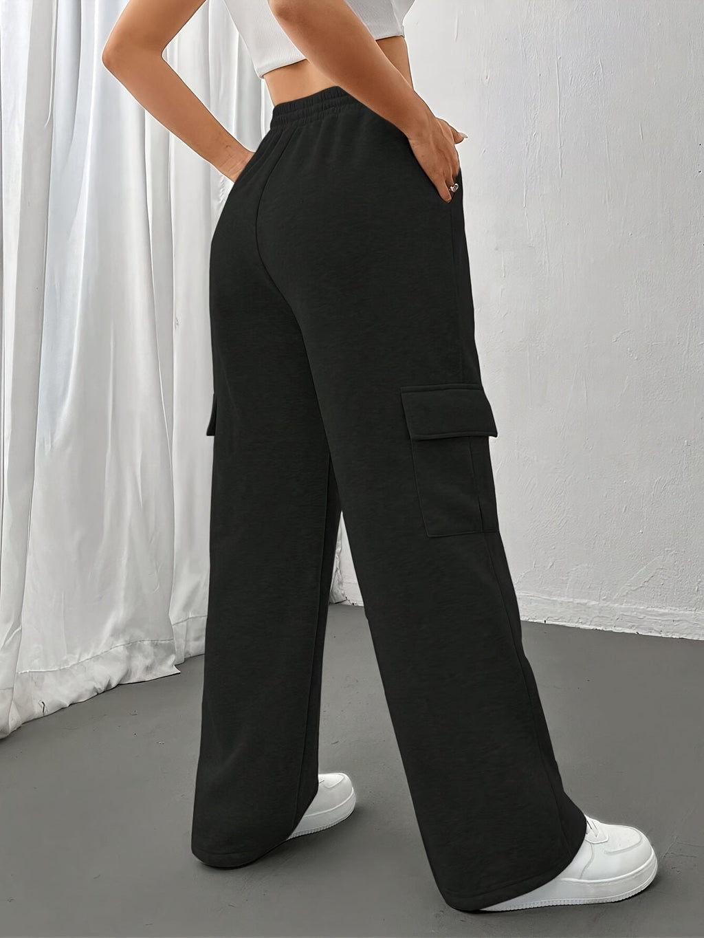 Cargo Sweatpants Women's Grey Relaxed Fit with Drawstring Pockets – Casual, Loungewear