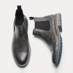 Chelsea Boots Men's Black Brogue Wingtip Ankle Boots Slip-On – Office, Casual, Dress, Gift