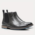 Chelsea Boots Men's Black Brogue Wingtip Ankle Boots Slip-On – Office, Casual, Dress, Gift