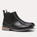 Chelsea Boots Men's Black Brogue Wingtip Ankle Boots Slip-On – Office, Casual, Dress, Gift