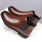 Chelsea Boots Men's Slip-On Brown Leather Ankle Boots – Office, Casual · Faylori
