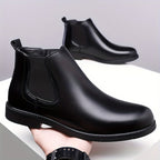 Chelsea Boots Men's Slip-On Brown Leather Ankle Boots – Office, Casual · Faylori