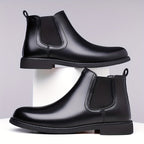 Chelsea Boots Men's Slip-On Brown Leather Ankle Boots – Office, Casual · Faylori