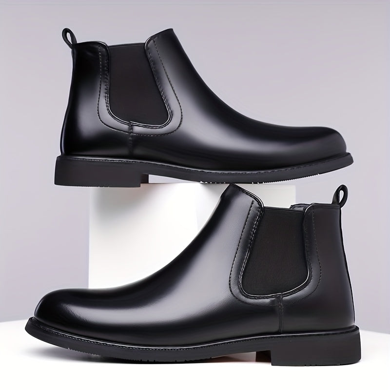 Chelsea Boots Men's Slip-On Brown Leather Ankle Boots – Office, Casual · Faylori