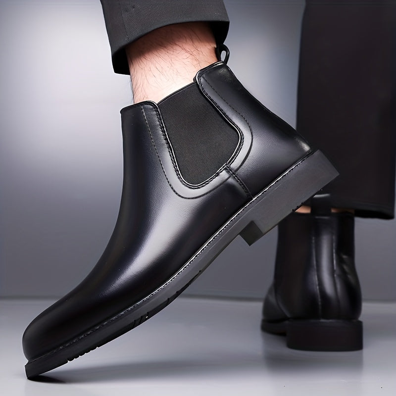 Chelsea Boots Men's Slip-On Brown Leather Ankle Boots – Office, Casual · Faylori