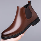 Chelsea Boots Men's Slip-On Brown Leather Ankle Boots – Office, Casual · Faylori