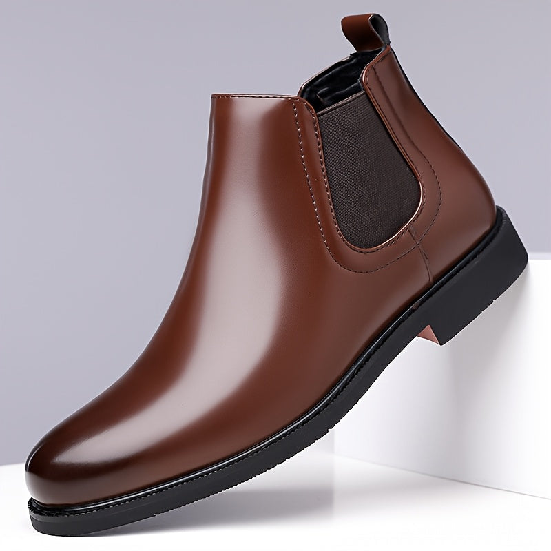 Chelsea Boots Men's Slip-On Brown Leather Ankle Boots – Office, Casual · Faylori