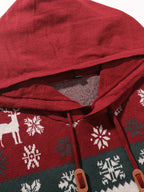 Christmas Hooded Sweater Men's Knit Reindeer Snowflake Fair Isle Pullover – Holiday, Winter, Gift, Casual