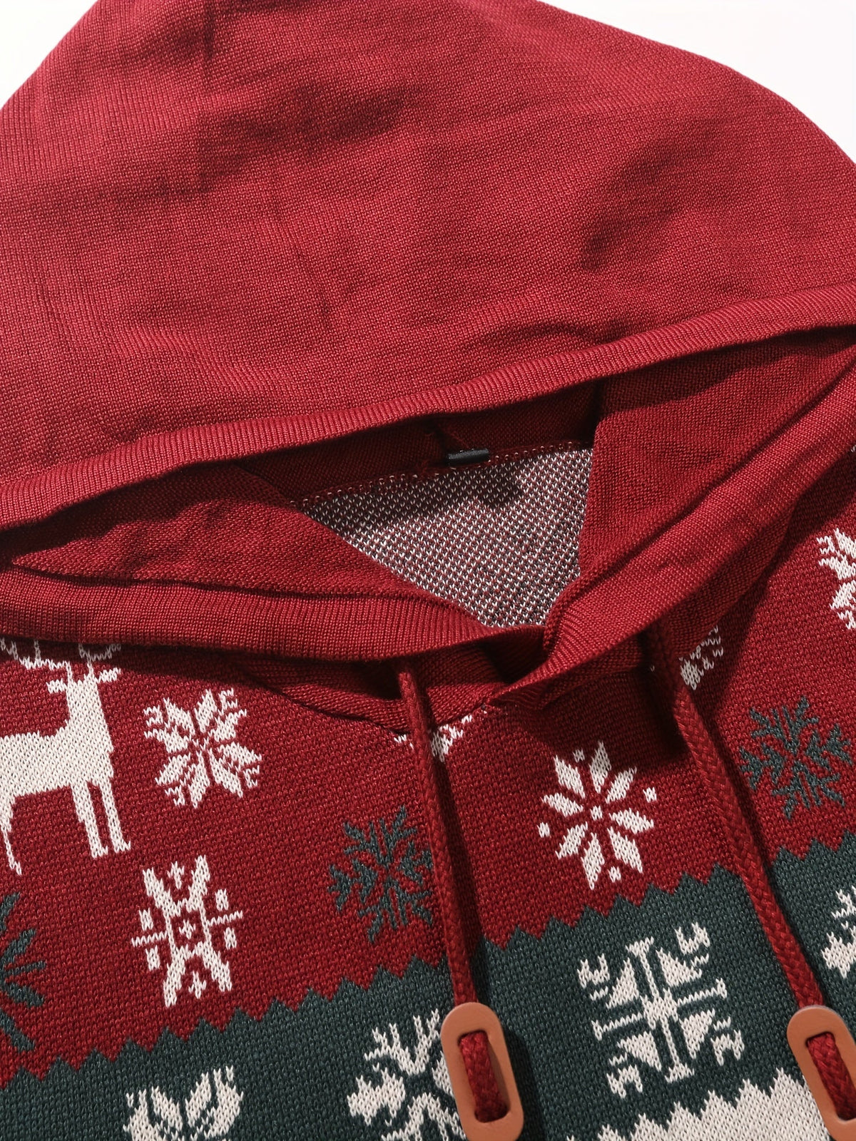 Christmas Hooded Sweater Men's Knit Reindeer Snowflake Fair Isle Pullover – Holiday, Winter, Gift, Casual