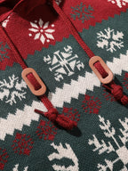Christmas Hooded Sweater Men's Knit Reindeer Snowflake Fair Isle Pullover – Holiday, Winter, Gift, Casual
