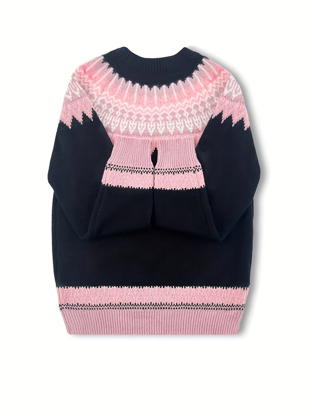 Chunky Knit Jacquard Sweater Women's Green Black Round Neck Pullover – Casual, Office