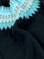 Chunky Knit Jacquard Sweater Women's Green Black Round Neck Pullover – Casual, Office