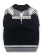 Chunky Knit Jacquard Sweater Women's Green Black Round Neck Pullover – Casual, Office