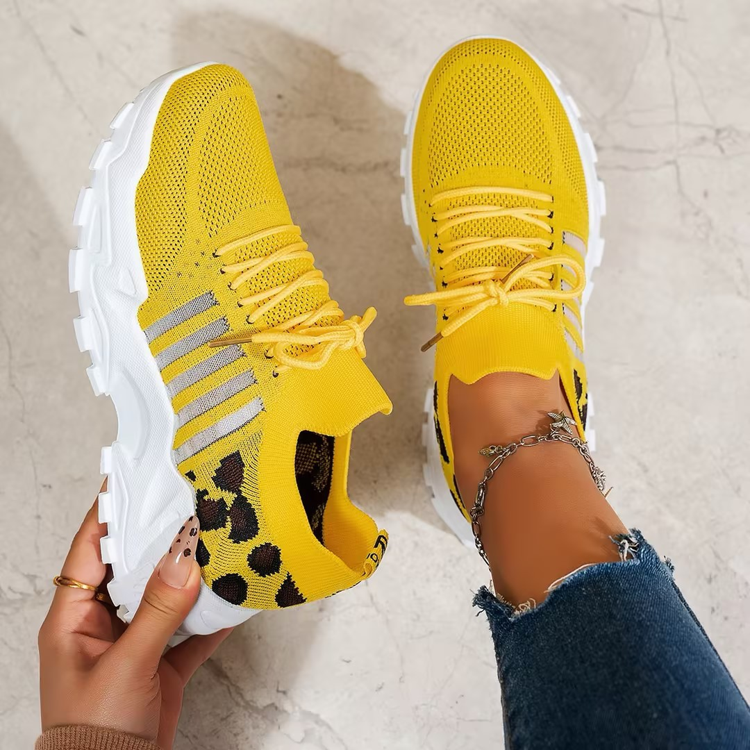 Chunky Platform Sneakers Women's Beige Mesh Lace-Up Shoes – Walking, Casual Everyday Comfort