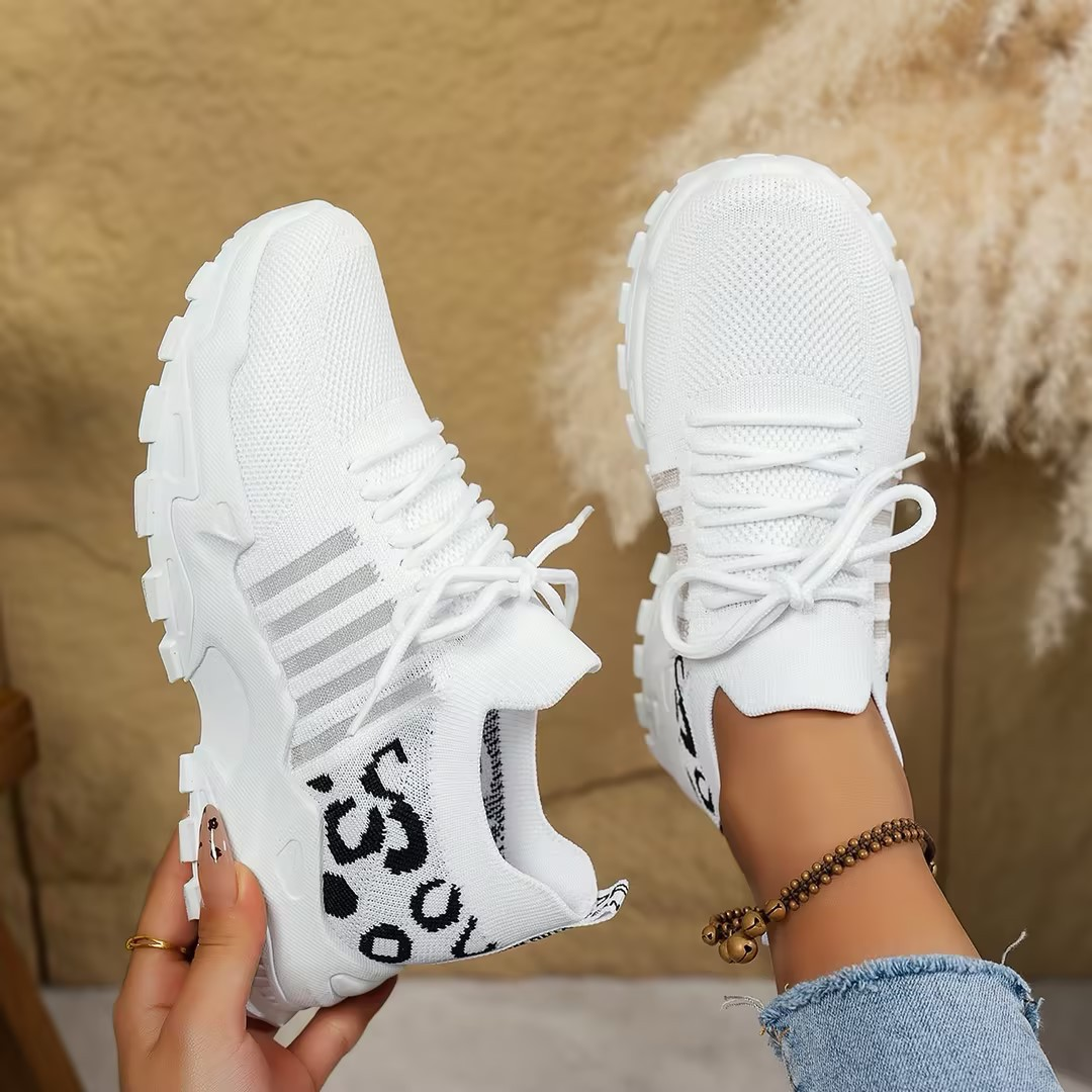 Chunky Platform Sneakers Women's Beige Mesh Lace-Up Shoes – Walking, Casual Everyday Comfort