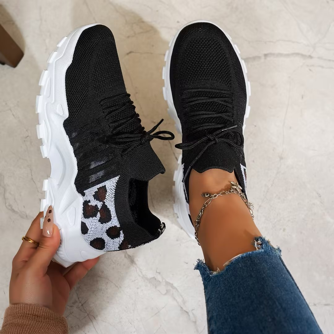 Chunky Sneakers Beige Mesh Lace-Up Platform Women's Trainers – Casual, Walking, Everyday Comfort