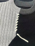 Color Block Knit Sweater Men's Crewneck Cable-Knit Pullover – Casual, Office, Holiday, Gift