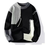 Color Block Knit Sweater Men's Crewneck Cable-Knit Pullover – Casual, Office, Holiday, Gift